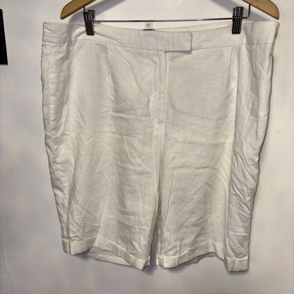 Anne Klein Sport Womens Size 16‎ White Cotton Stretch Bermuda Shorts